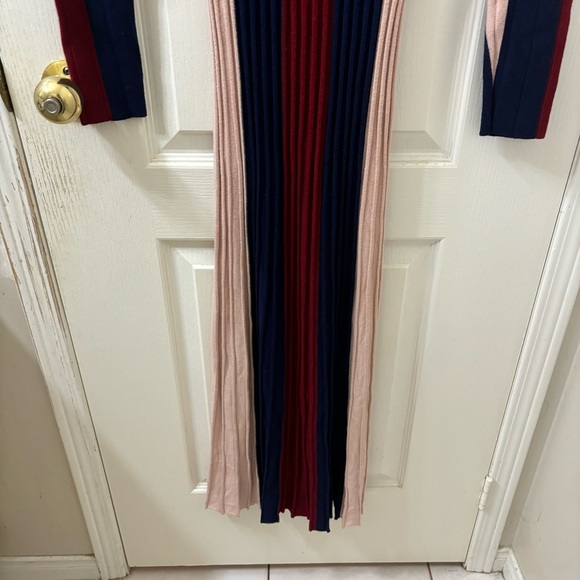Adelyn Rae Knit Stripe Maxi Dress Long Sleeve Faux Wrap Pleated Skirt Women’s XS - Picture 14 of 15